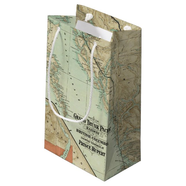 Map Of The Grand Trunk Pacific Railway Small Gift Bag (Back Angled)