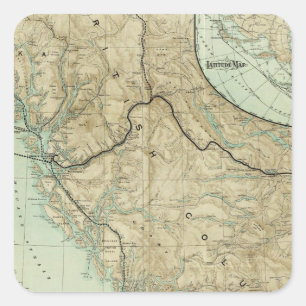 Map Of The Grand Trunk Pacific Railway Square Sticker