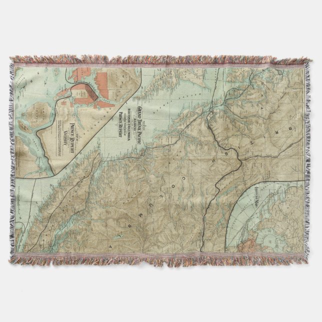 Map Of The Grand Trunk Pacific Railway Throw Blanket (Front)