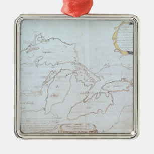 Map of the Great Lakes Metal Ornament