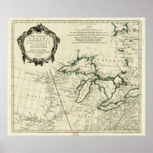 Map of the Great Lakes Region, North America (1784 Poster