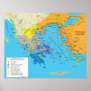 Map of the Greek World During Greco Persian Wars Poster