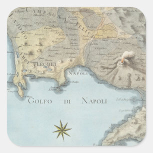 Map of the Gulf of Naples and Surrounding Area Square Sticker