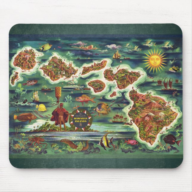 Map of the Hawaiian Islands Mouse Pad (Front)
