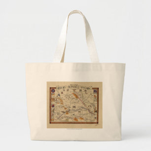 Map of the History and Romance of Wyoming Large Tote Bag