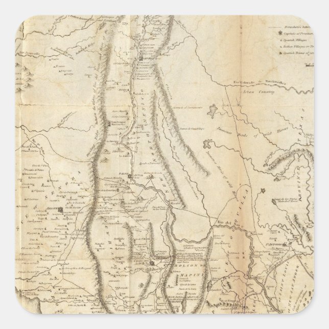 Map of The Internal Provinces of New Spain Square Sticker (Front)