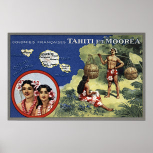 Map of the Island and Moorea Island Poster