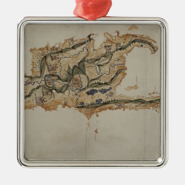 Map of the island of Santo Domingo Metal Ornament (Front)