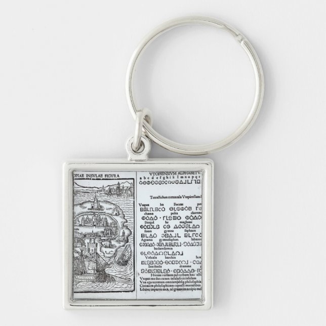Map of the Island of Utopia and its Alphabet Key Ring (Front)