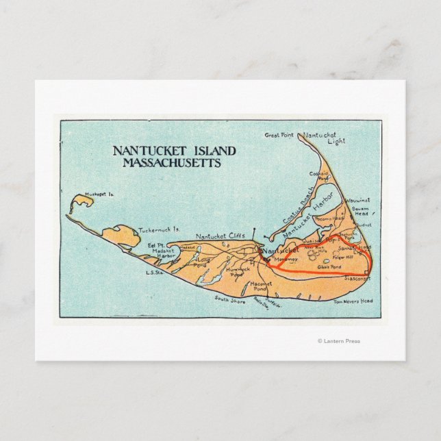 Map of the Island Postcard (Front)