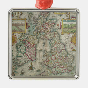 Map of the Kingdom of Great Britain and Ireland Metal Tree Decoration