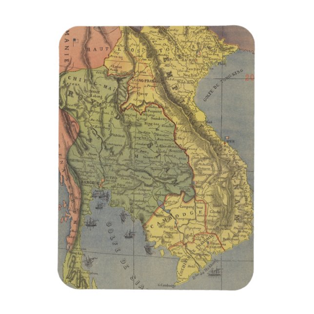 Map of the Kingdom of Siam Magnet (Vertical)