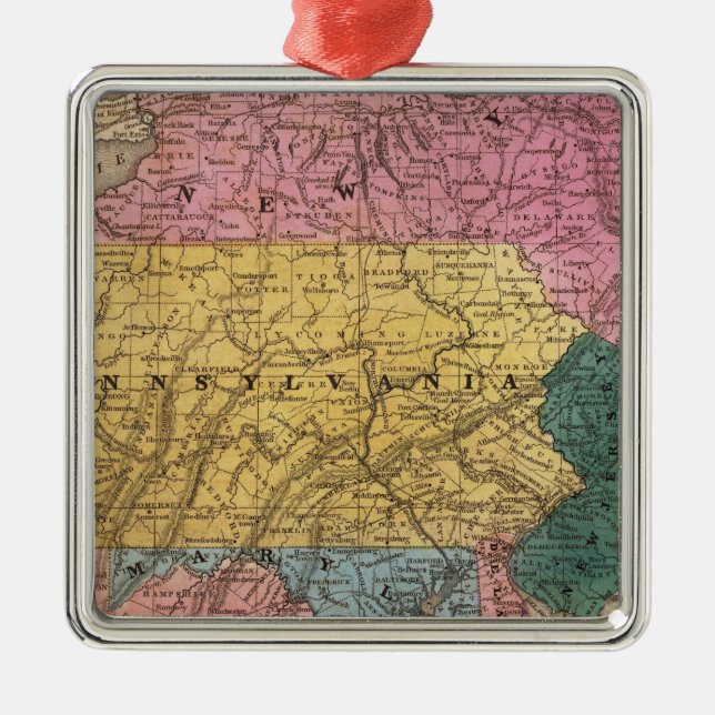 Map of the Middle States Metal Ornament (Front)