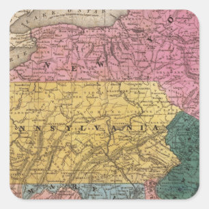 Map of the Middle States Square Sticker