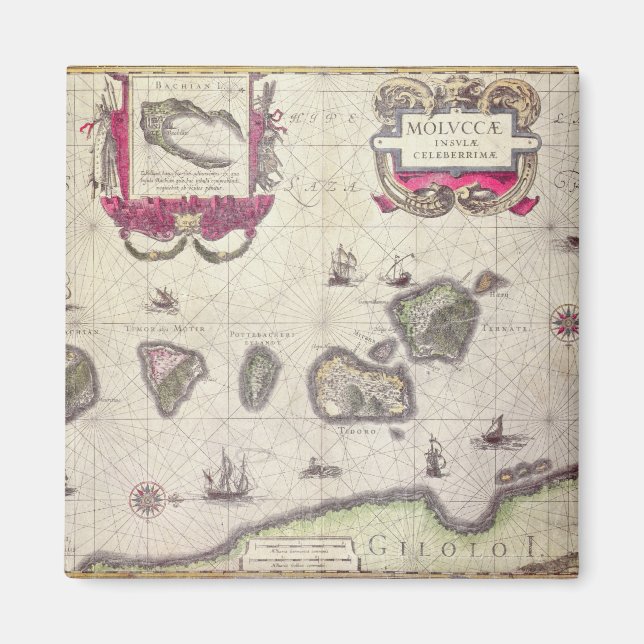 Map of The Moluccan Island, engraved Magnet (Front)
