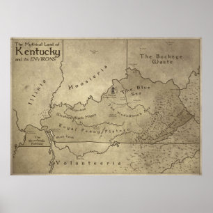 Map of the Mythical Land of Kentucky Poster