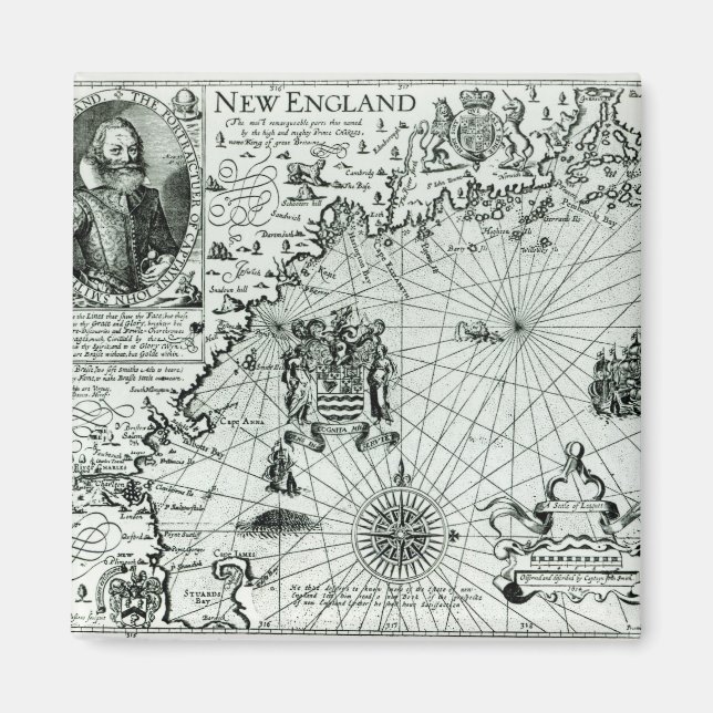 Map of the New England coastline Magnet (Front)
