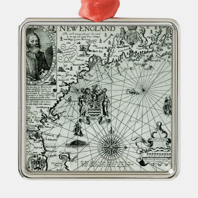 Map of the New England coastline Metal Ornament (Front)