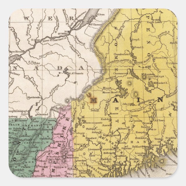 Map of the New England or Eastern States Square Sticker (Front)