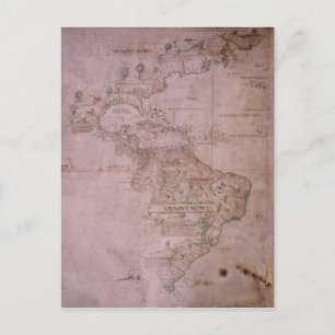Map of the New World, c.1532 Postcard