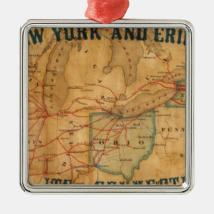 Map of the New York and Erie Rail Road Metal Ornament