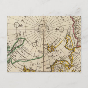 Map of the North Pole and territories near it Postcard
