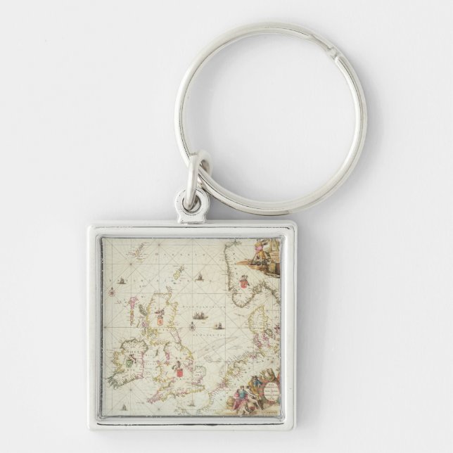 Map of the North Sea, c.1675 Key Ring (Front)