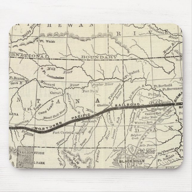 Map of the Northern Pacific Railroad Mouse Pad (Front)