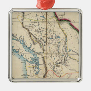 Map of the Oregon Territory 2 Metal Tree Decoration