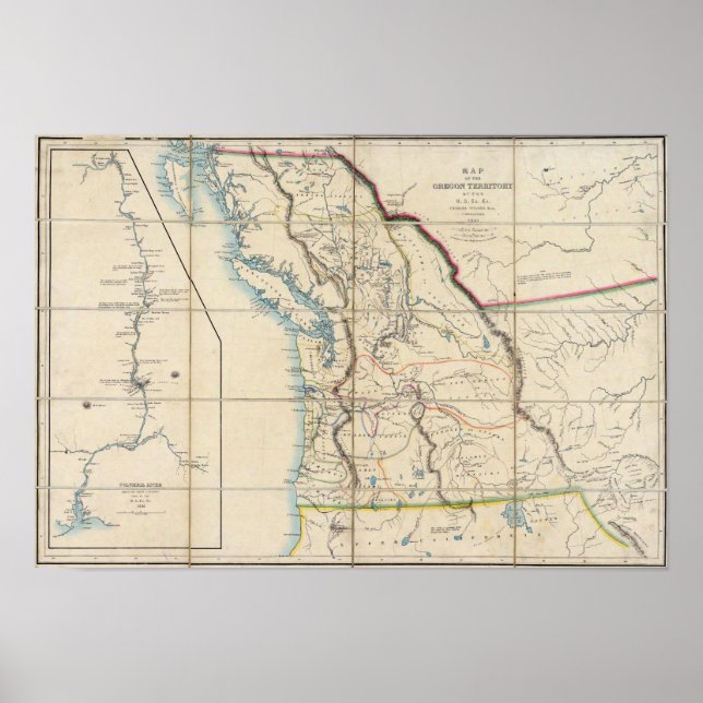 Map of the Oregon Territory 2 Poster (Front)