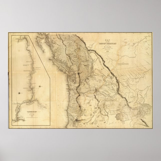 Map of the Oregon Territory Poster (Front)