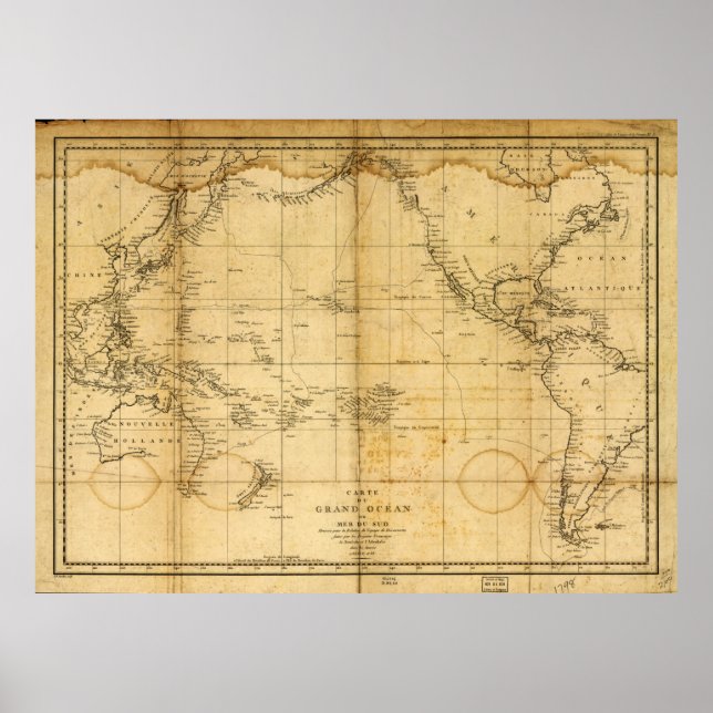 Map of the Pacific Ocean (1788) Poster (Front)