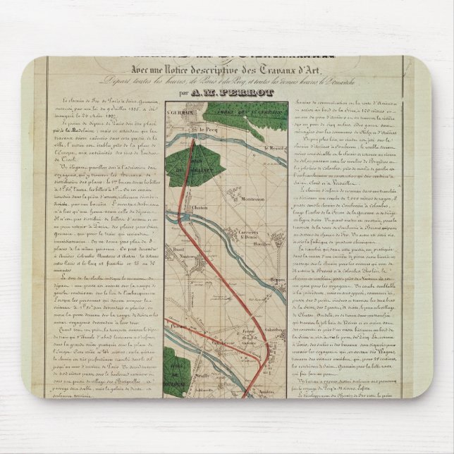 Map of the Paris to St. Germain Railway, by Mouse Pad (Front)
