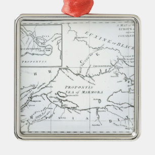 Map of the parts of Europe and Asia Metal Ornament
