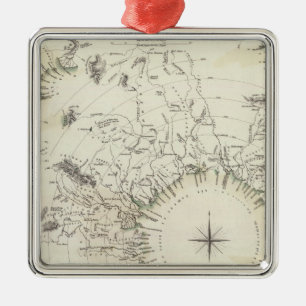 Map of the principal rivers courses metal tree decoration