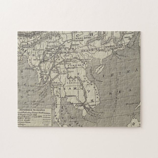 Map of the Proposed Route to China from Burma Jigsaw Puzzle (Horizontal)