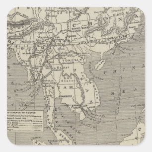 Map of the Proposed Route to China from Burma Square Sticker