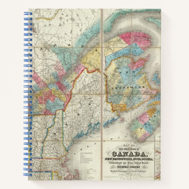 Map Of The Provinces Of Canada Notebook (Front)