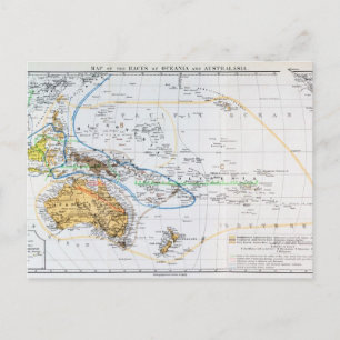 Map of the races of Oceania and Australasia Postcard