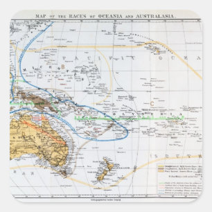 Map of the races of Oceania and Australasia Square Sticker