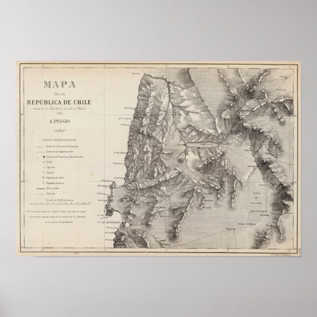 Map of the Republic of Chile 1 Poster (Front)