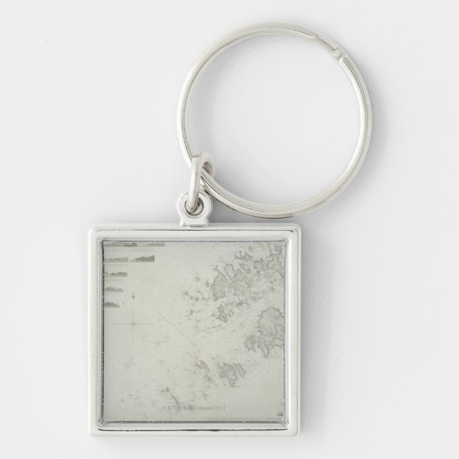 Map of the Scilly Isles in Britain Key Ring (Front)