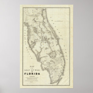 Map Of The Seat Of War In Florida Poster