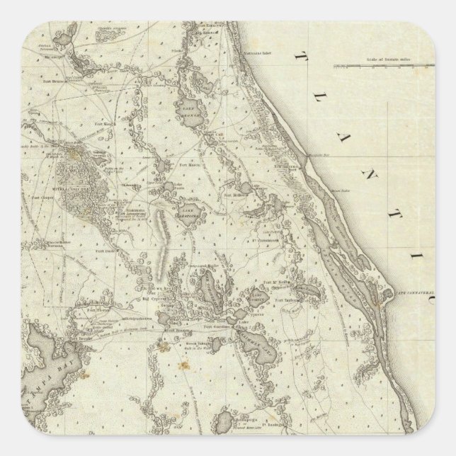 Map Of The Seat Of War In Florida Square Sticker (Front)