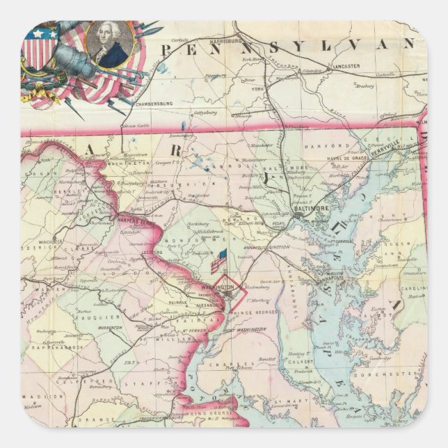 Map Of The Seat Of War Square Sticker (Front)