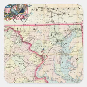 Map Of The Seat Of War Square Sticker