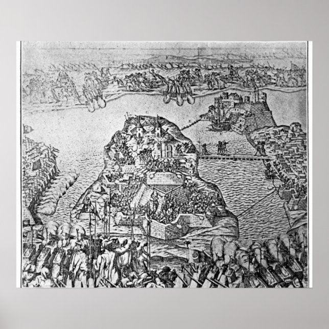 Map of the Siege of Malta in 1565 Poster (Front)