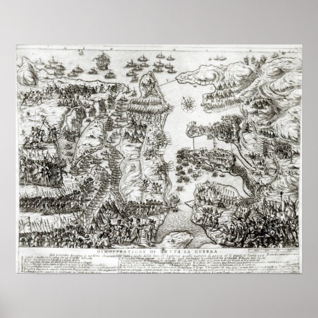 Map of the Siege of Malta in 1565 Poster (Front)