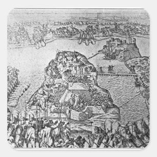 Map of the Siege of Malta in 1565 Square Sticker