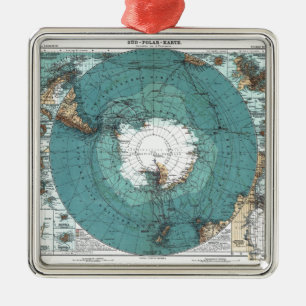 Map of the South Pole Metal Ornament